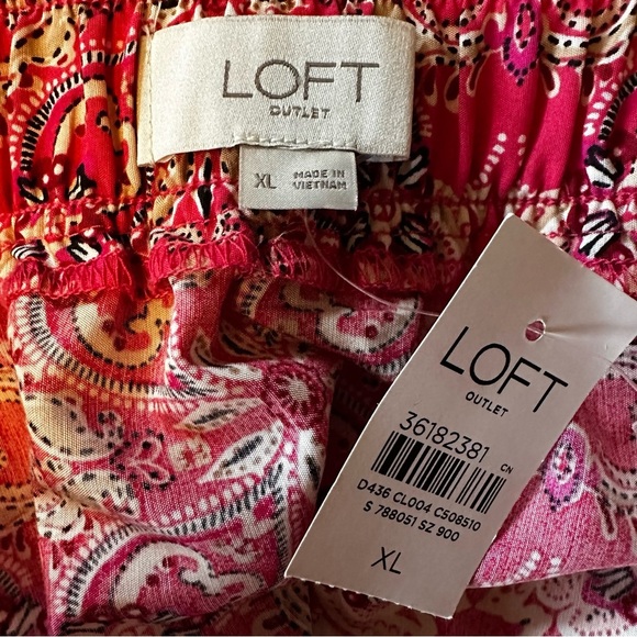 LOFT Tiered Border Ruffle Pink Midi Skirt XL - Picture 6 of 7